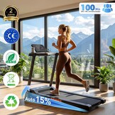 Loopband voor thuis, inklapbaar, 15% automatische helling, 1-14 km/u loopband met helling, 3 pk wandelpad met led-display, 12 trainingsprogramma's, 136 kg gebruikersgewicht