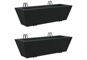 VidaXL Plantenbakken 2 stuks met Haken Poly Rattan Zwart - 42% Korting
