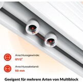 SONNI Designradiator 1200x465mm Wit 950 Watt, Dubbellaags Vlak Horizontaal Vlak Radiator voor Bad Zijaansluiting Badradiator