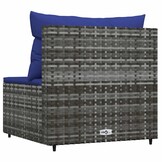 vidaXL Tuinmiddenbank met kussens poly rattan grijs