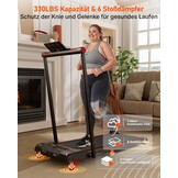 Anylife Opvouwbare Loopband met Handgreep - 5° Handmatige Inclinatie - Rood - 150 kg Draagvermogen