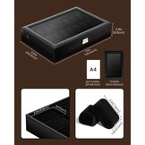 Uten Watch Box 24 vakken, horlogekast met sleutelslot, glazen deksel, horloge-display opbergdoos voor mannen en vrouwen, zwart synthetisch leer, zwarte fluwelen voering, afneembare kussens
