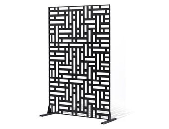 VEVOR Metal Privacy Screen, 47" W x 76" H, Outdoor Privacy Screens 3-Panel, Freestanding Outdoor Divider with Stand, Decorative Garden Steel Privacy Fence for Balcony Patio Indoor Room Hot Tub Black