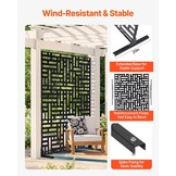 VEVOR Metal Privacy Screen, 47" W x 76" H, Outdoor Privacy Screens 3-Panel, Freestanding Outdoor Divider with Stand, Decorative Garden Steel Privacy Fence for Balcony Patio Indoor Room Hot Tub Black