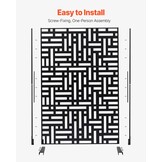 VEVOR Metal Privacy Screen, 47" W x 76" H, Outdoor Privacy Screens 3-Panel, Freestanding Outdoor Divider with Stand, Decorative Garden Steel Privacy Fence for Balcony Patio Indoor Room Hot Tub Black