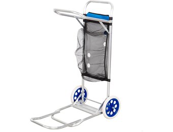 Aktive 62683 Tafelwagen voor het strand, 42 x 100 x 50 cm, 2-in-1 transportwagen, opvouwbaar, inclusief tas en hulprooster, wielen 21 cm, frame en plaat van aluminium, maximale draaglast 20 kg
