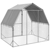 vidaXL Kippenren met dak 2,5x2x2,25 m gegalvaniseerd staal