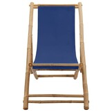 vidaXL Ligstoel bamboe en canvas marineblauw