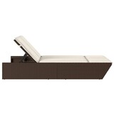 vidaXL Ligbed 2-persoons met kussens poly rattan bruin