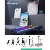 UREVO Cyberpad for Home, Walking Pad zelfkantelbaar, borstelloos, blauw, compleet loopvlak
