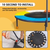 Trampoline voor kinderen, Ø 91 cm, minitrampoline met verstelbare handgreep, kindertrampoline max. 68 kg, fitness trampoline voor binnen en buiten, tuintrampoline voor peuters, jongens, meisjes vanaf