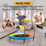 Trampoline voor kinderen, Ø 91 cm, minitrampoline met verstelbare handgreep, kindertrampoline max. 68 kg, fitness trampoline voor binnen en buiten, tuintrampoline voor peuters, jongens, meisjes vanaf