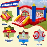 Ballsea PVC Bouncy Castle with Fan, Trampoline, Slide, Safety Net, This Bouncy Castle is Made of PVC, Suitable for Home, Outdoor, Nursery or Commercial (Size: 365 x 283