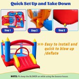 Ballsea PVC Bouncy Castle with Fan, Trampoline, Slide, Safety Net, This Bouncy Castle is Made of PVC, Suitable for Home, Outdoor, Nursery or Commercial (Size: 365 x 283