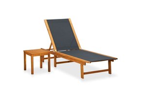 Ligbed met Tafel Massief Acaciahout & Textileen - 41% Korting