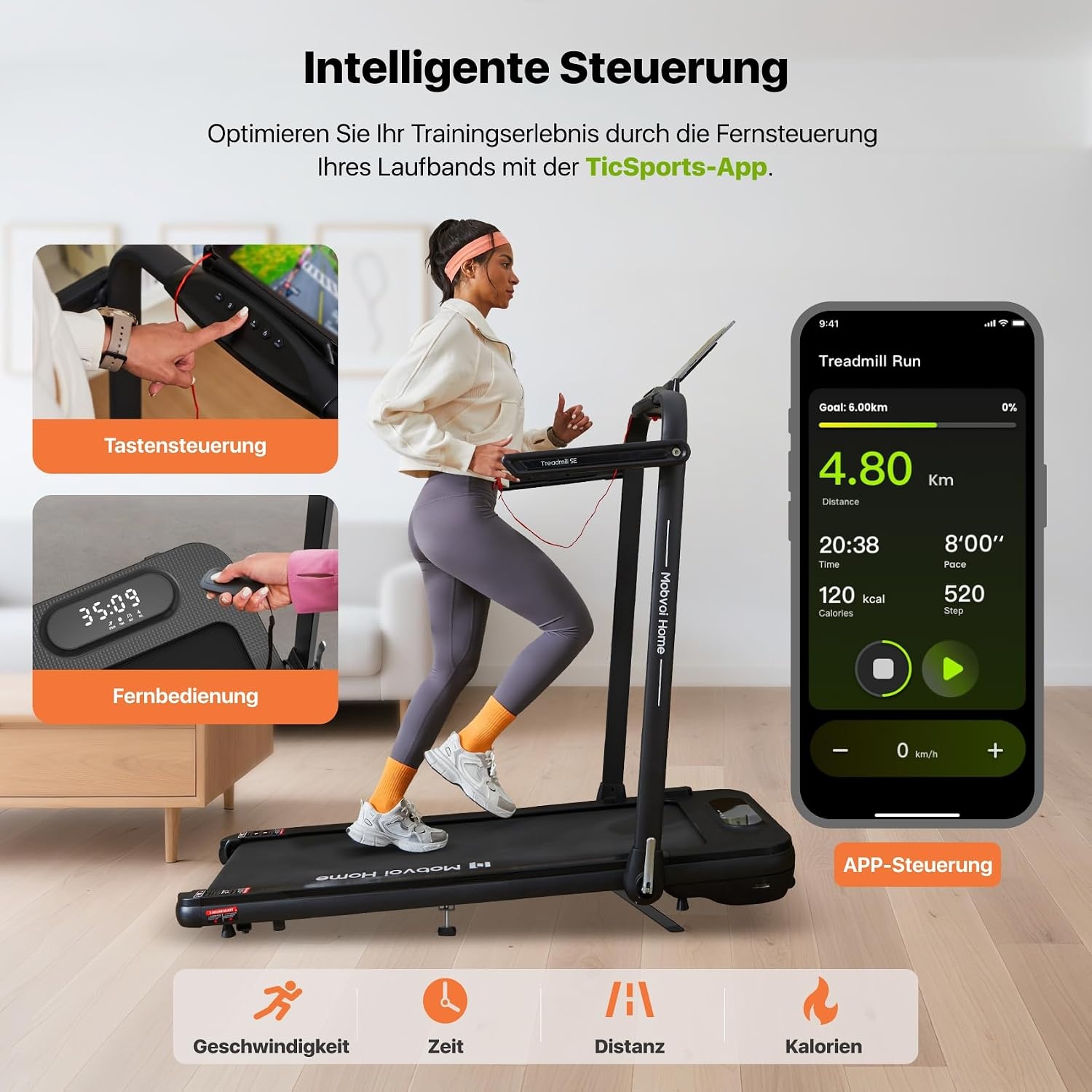 Compacte 3-in-1 Loopband met AI & App - Zwart - 30% Korting