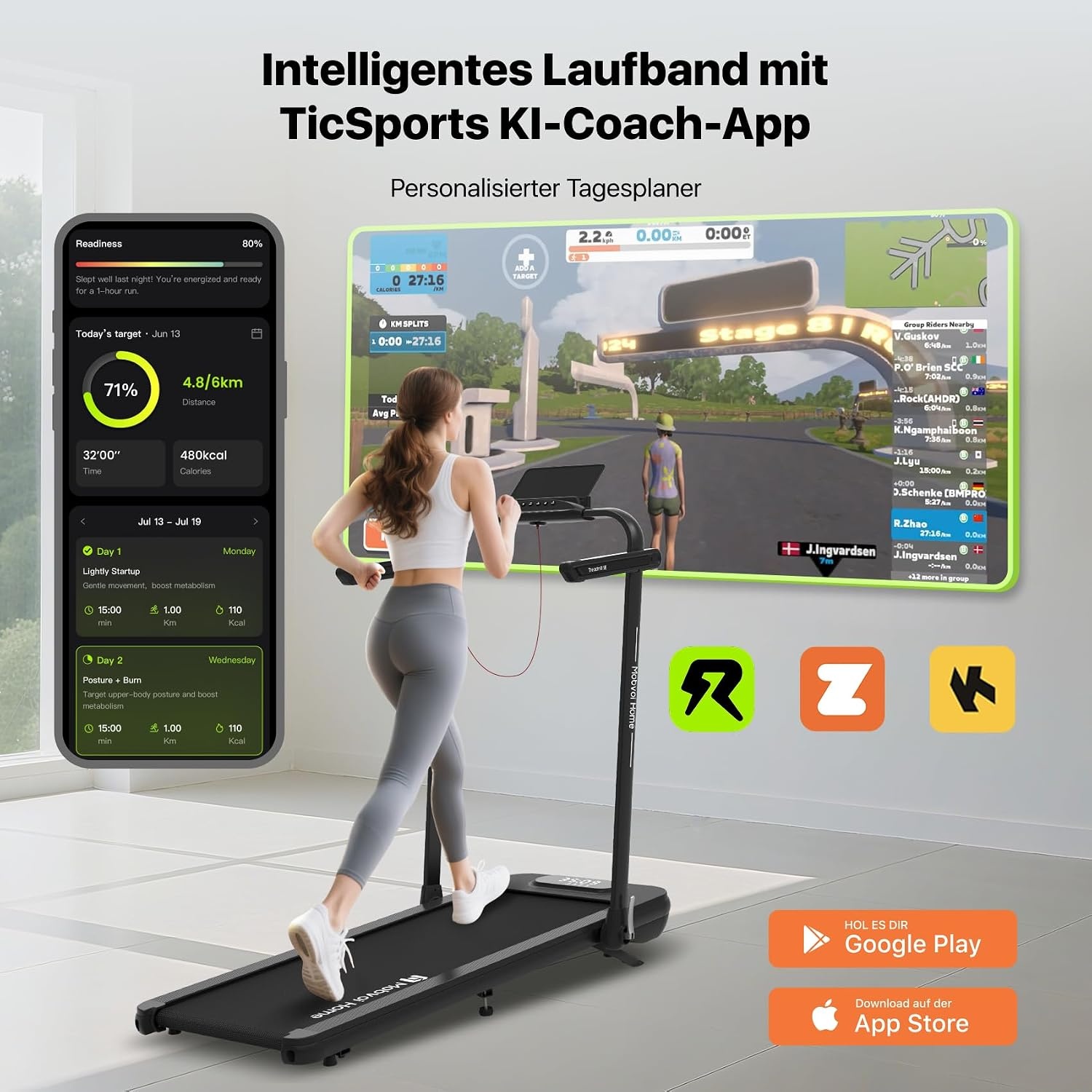 Compacte 3-in-1 Loopband met AI & App - Zwart - 30% Korting