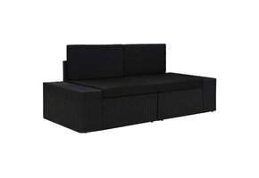 vidaXL Sectionele Bank Poly Rattan Zwart - 41% Korting