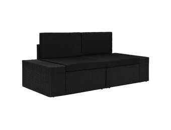 vidaXL Tweezitsbank Poly Rattan Zwart - 35% Korting