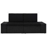 vidaXL Tweezitsbank Poly Rattan Zwart - 35% Korting