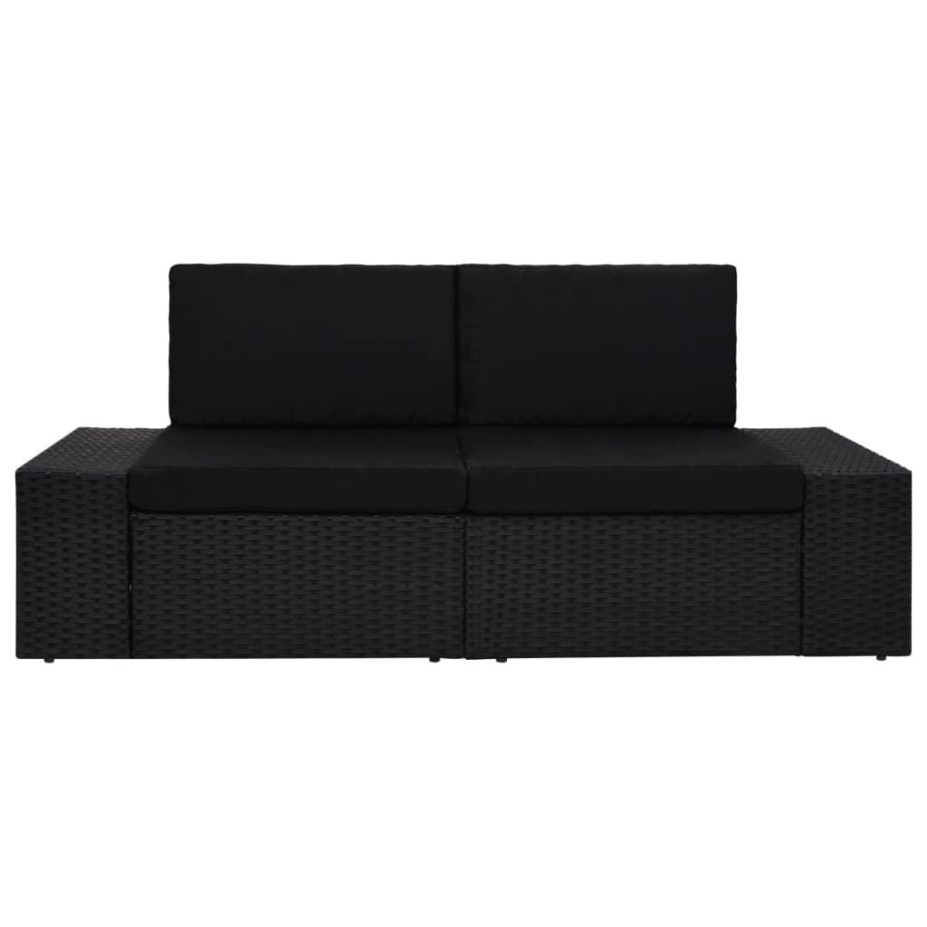 vidaXL Tweezitsbank Poly Rattan Zwart - 35% Korting