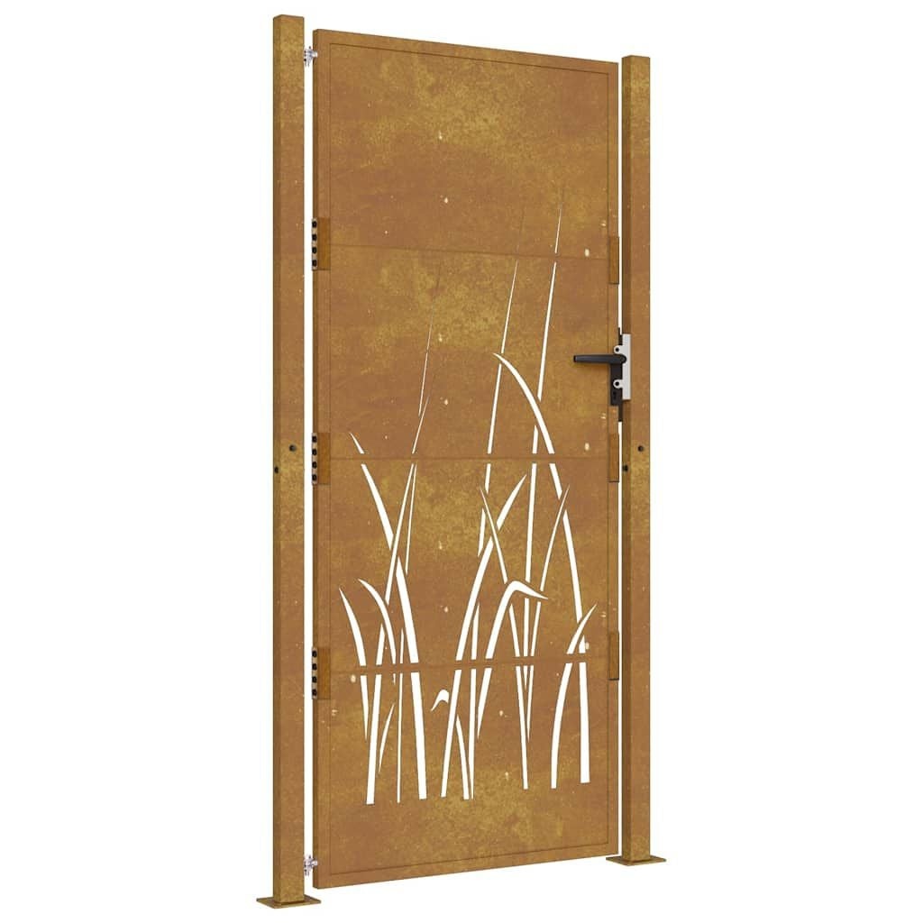 VidaXL Poort Grasontwerp 105x180 cm Cortenstaal met 55% Korting