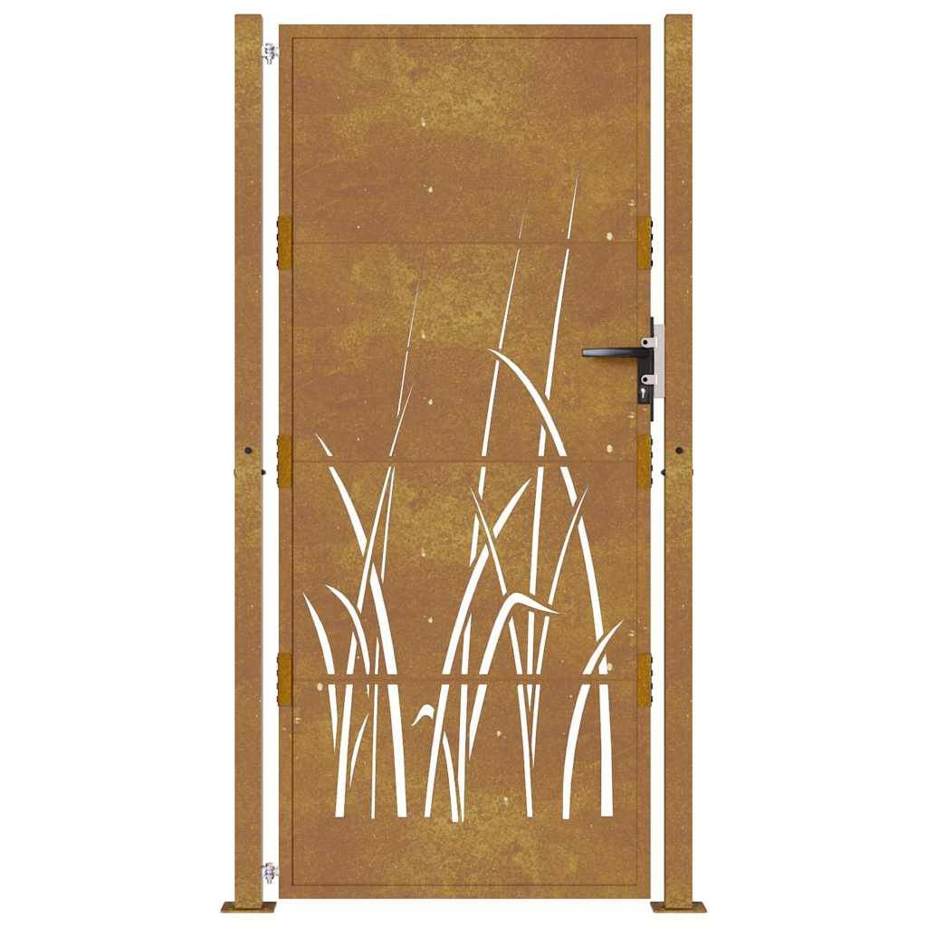 VidaXL Poort Grasontwerp 105x180 cm Cortenstaal met 55% Korting