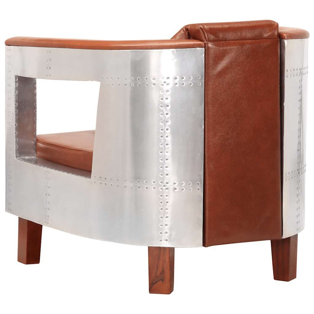 Bruine Echt Lederen Fauteuil Luchtvaartstijl - 35% Korting