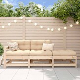 vidaXL Loungeset 3-delig Massief Hout met Kussens - 35% Korting