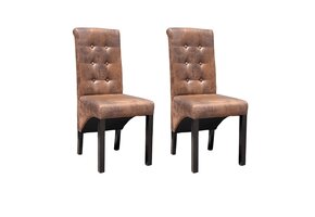 Eetkamerstoelen 2 st. Kunstleer Bruin - 61% Korting