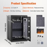 Kluis Zwart 400x330x600mm - Elektronische Safe met Vingerafdruk & Pincode - 55% Korting