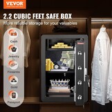 Kluis Zwart 400x330x600mm - Elektronische Safe met Vingerafdruk & Pincode - 55% Korting