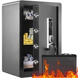 Kluis Zwart 400x330x600mm - Elektronische Safe met Vingerafdruk & Pincode - 55% Korting