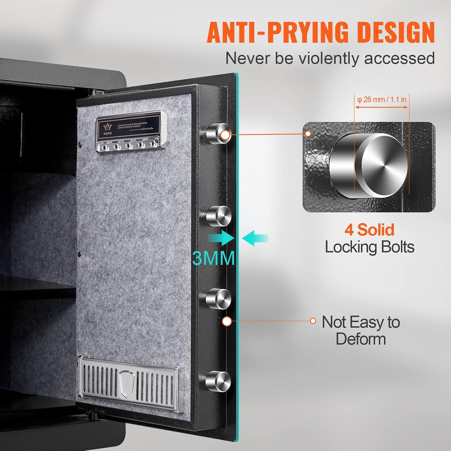 Kluis Zwart 400x330x600mm - Elektronische Safe met Vingerafdruk & Pincode - 55% Korting