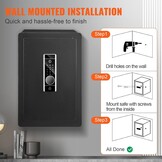 Kluis Zwart 400x330x600mm - Elektronische Safe met Vingerafdruk & Pincode - 55% Korting