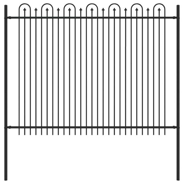 vidaXL Spike Boog Hek DRONTEN 200x200cm Zwart Gepoedercoat Staal - 54% Korting