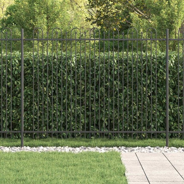vidaXL Spike Boog Hek DRONTEN 200x200cm Zwart Gepoedercoat Staal - 54% Korting