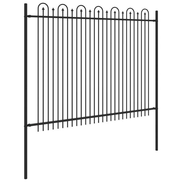 vidaXL Spike Boog Hek DRONTEN 200x200cm Zwart Gepoedercoat Staal - 54% Korting
