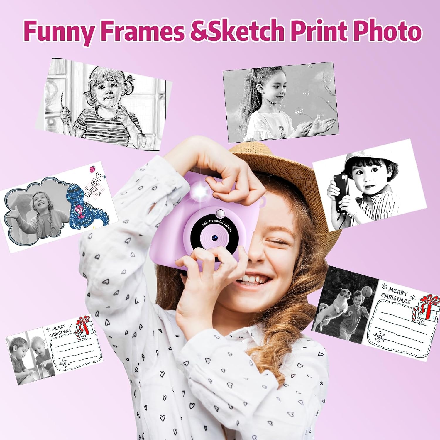 Kindercamera met Printer - Direct Print & Kleurenfoto's - 1080p HD, 32GB Kaart - 34% Korting