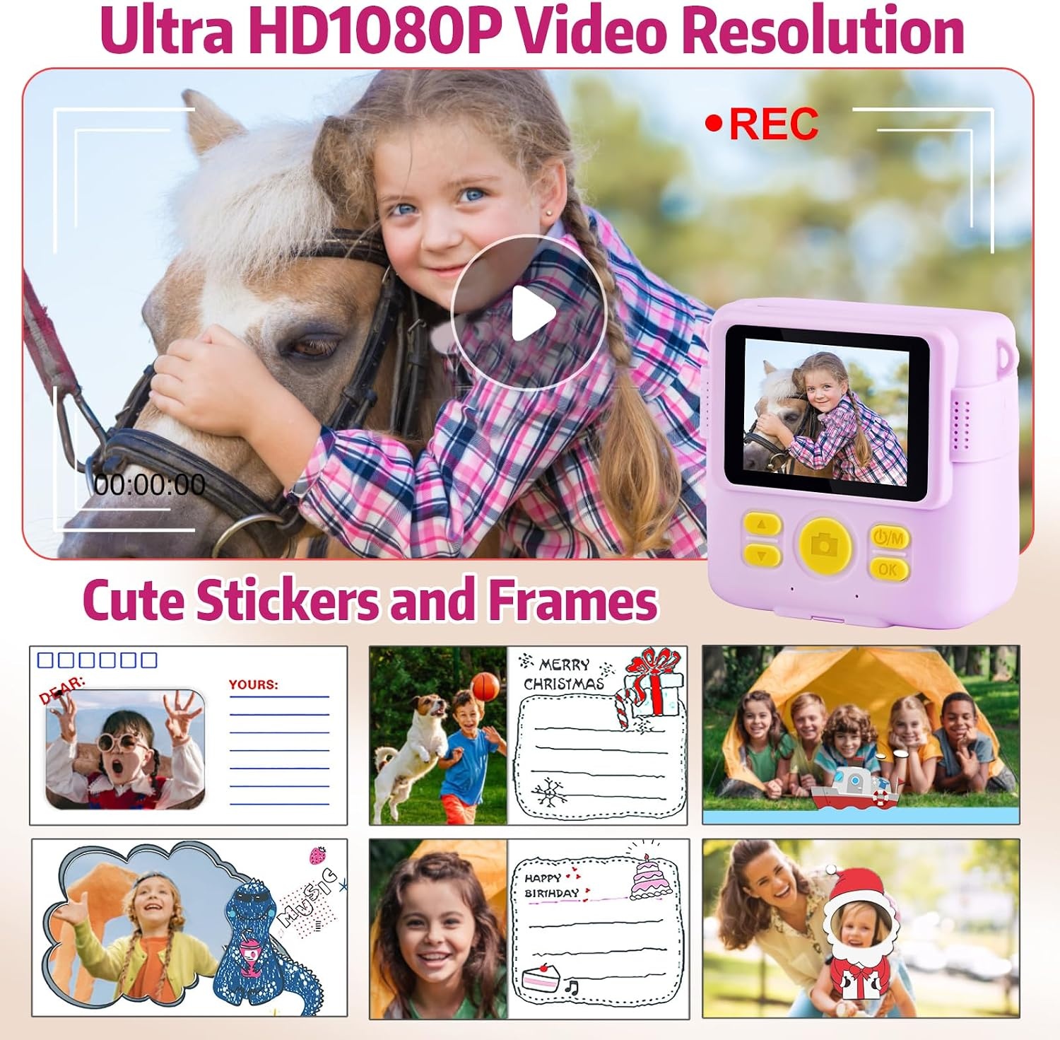 Kindercamera met Printer - Direct Print & Kleurenfoto's - 1080p HD, 32GB Kaart - 34% Korting