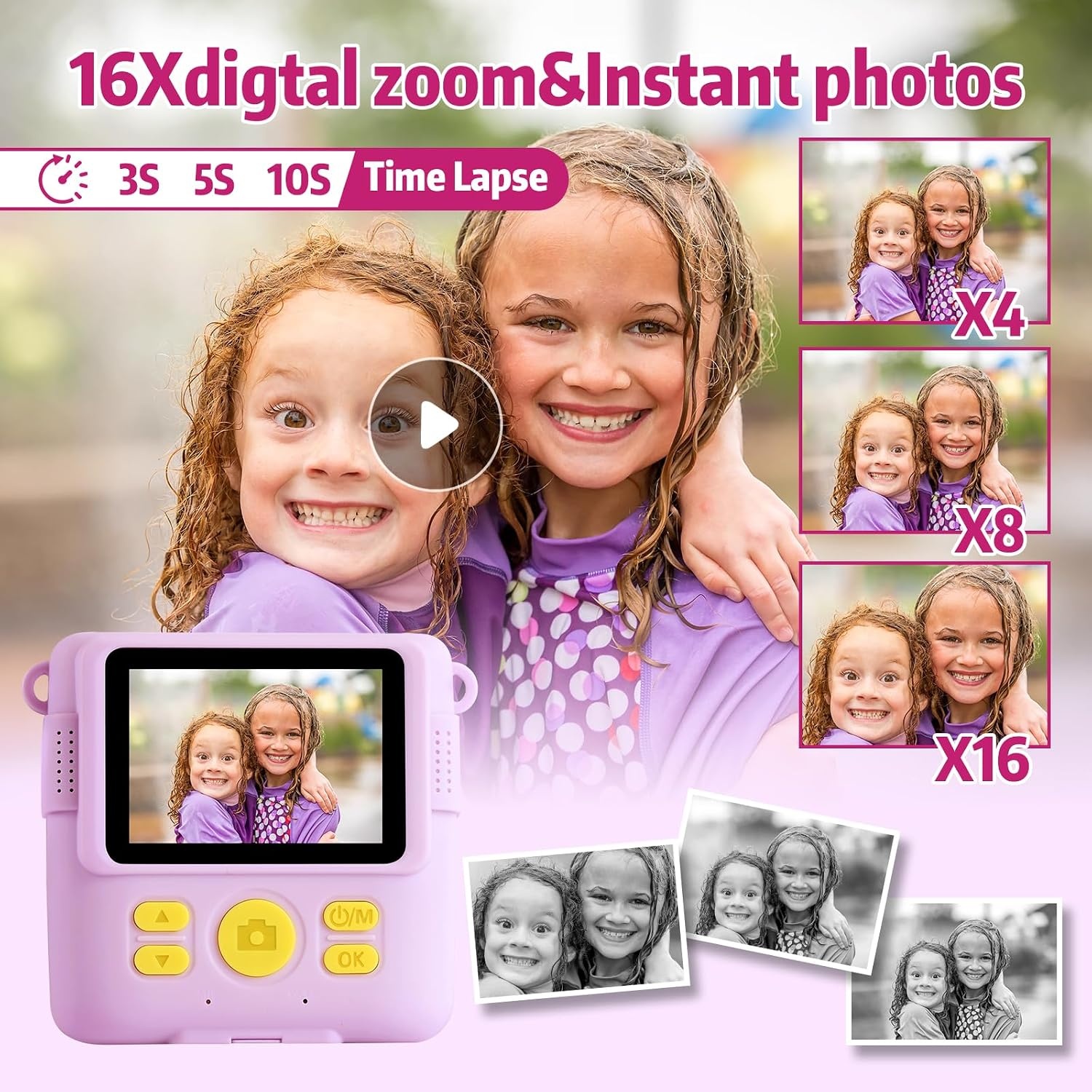 Kindercamera met Printer - Direct Print & Kleurenfoto's - 1080p HD, 32GB Kaart - 34% Korting