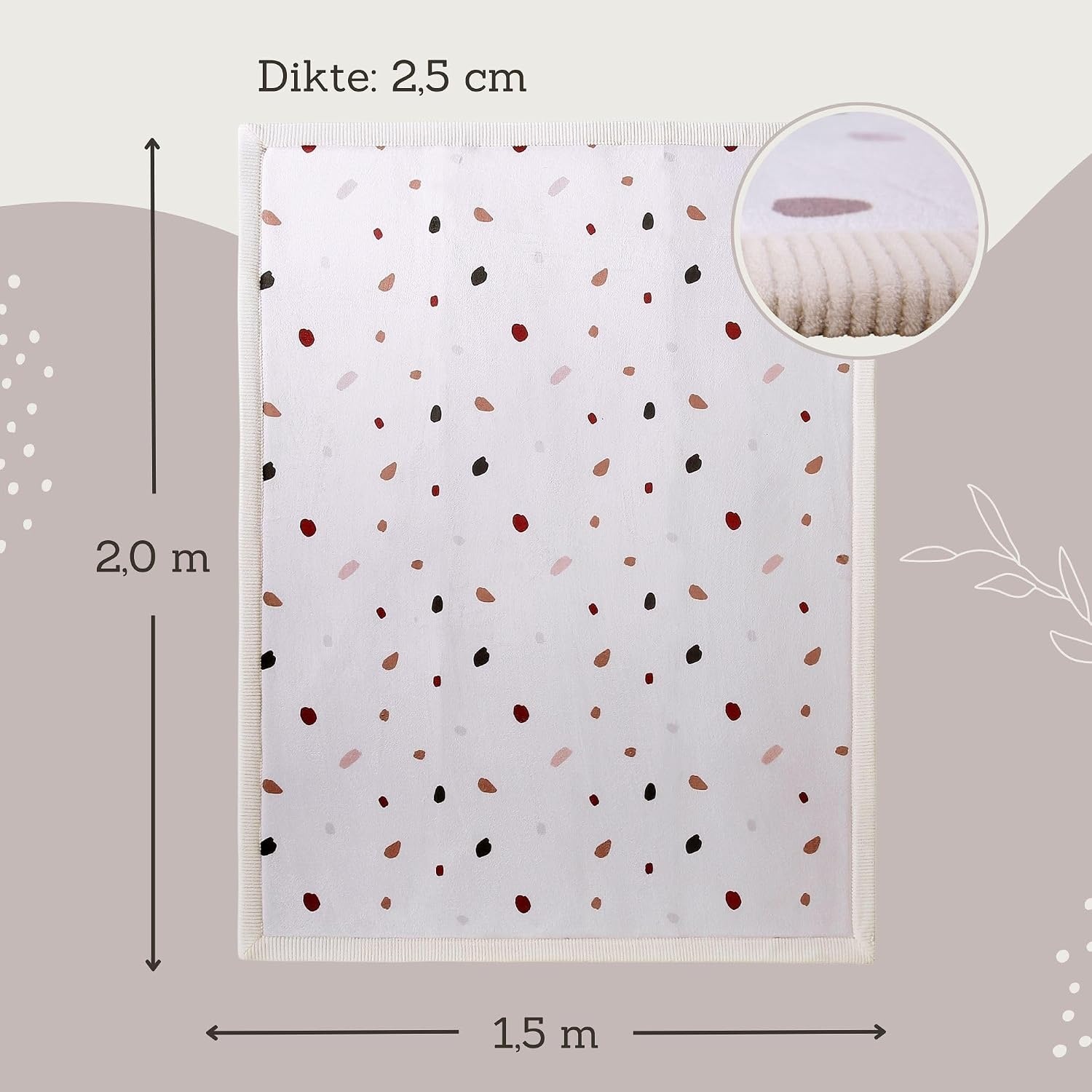 Babyspeelmat 150x200 cm Confetti Koraalfluweel Traagschuim | 34% Korting