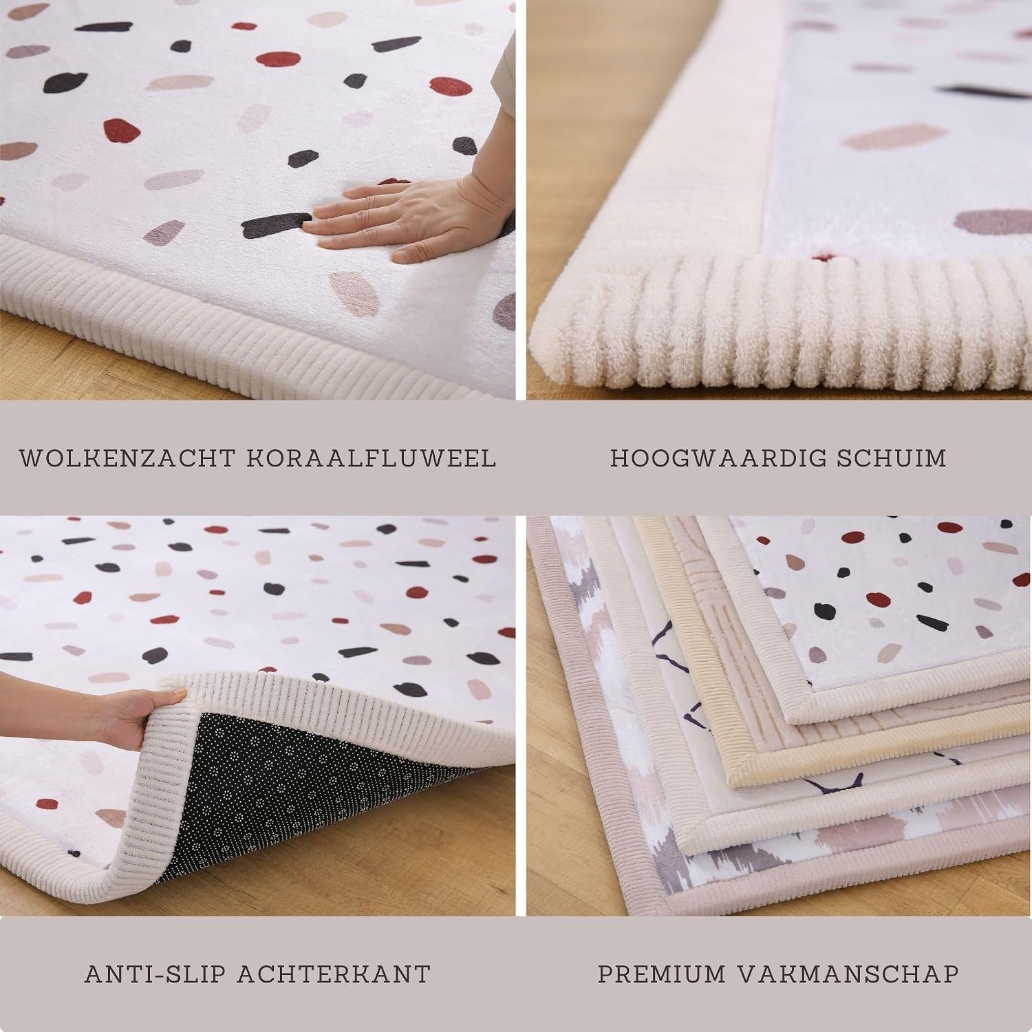 Babyspeelmat 150x200 cm Confetti Koraalfluweel Traagschuim | 34% Korting
