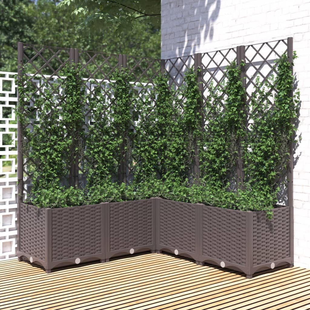 Plantenbak met latwerk 120x120x136 cm Polypropeen Bruin - 54% Korting!