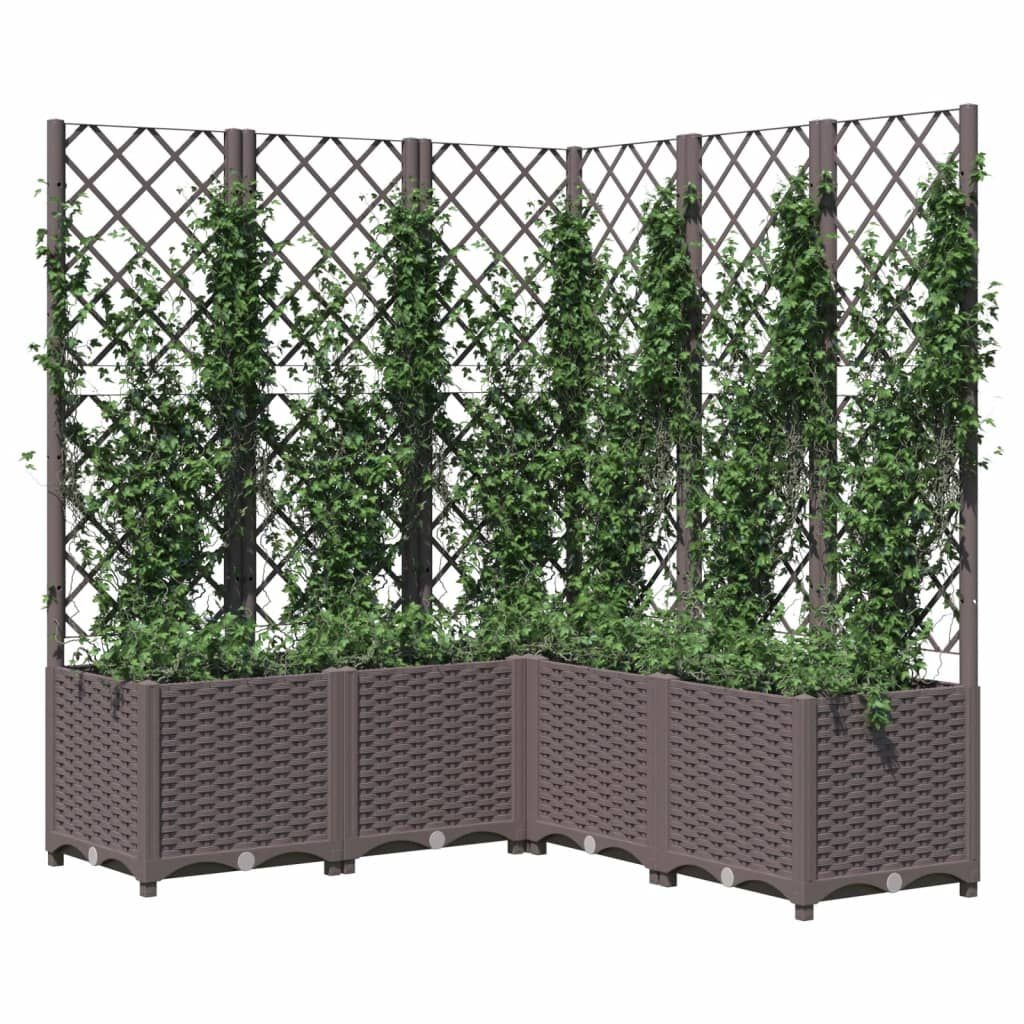 Plantenbak met latwerk 120x120x136 cm Polypropeen Bruin - 54% Korting!