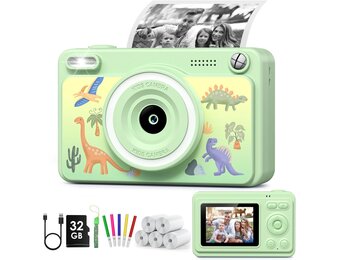 Direct Print Kindercamera Tintenvrij - 1080p, 32GB, 5 Rollen Papier - 33% Korting