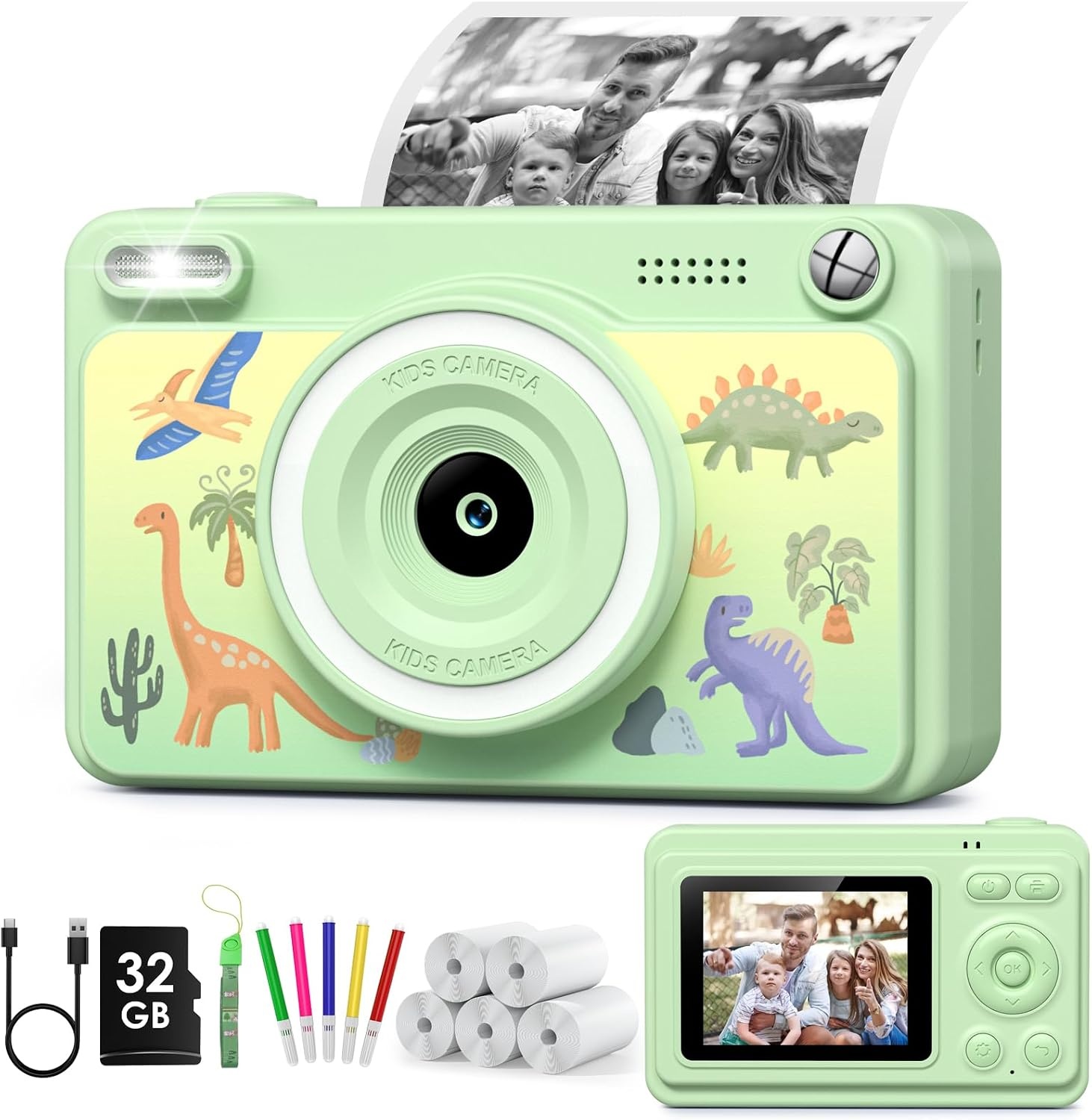 Direct Print Kindercamera Tintenvrij - 1080p, 32GB, 5 Rollen Papier - 33% Korting