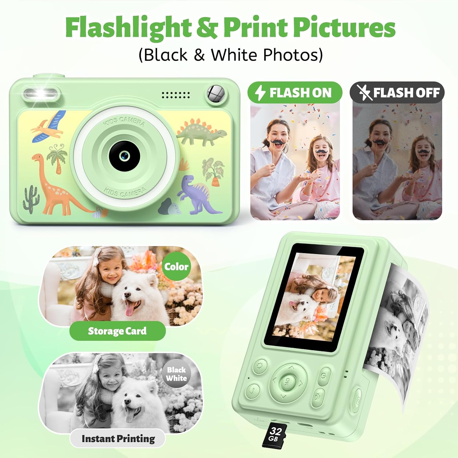Direct Print Kindercamera Tintenvrij - 1080p, 32GB, 5 Rollen Papier - 33% Korting