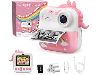 Roze Digitale Instant Camera voor Kinderen - 48MP, 1080p Video, 58% Korting