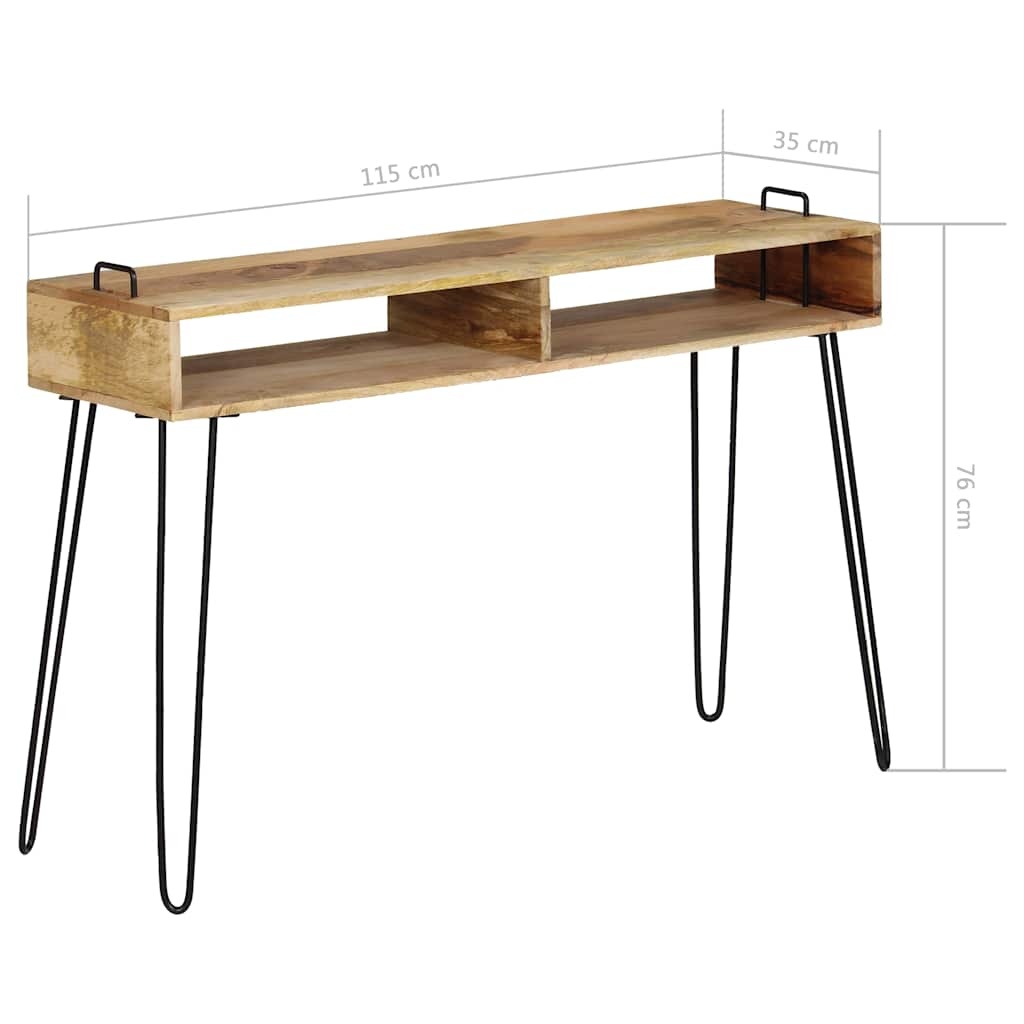 Wandtafel Massief Mangohout Staal 115x35x76 cm - 34% Korting